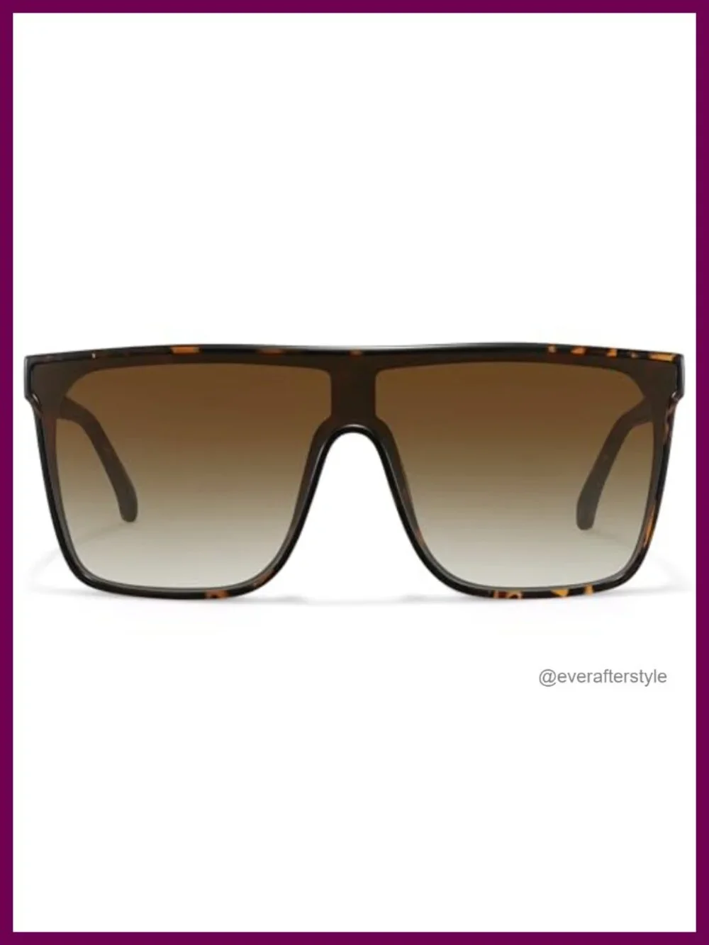 Oversized Square Sunglasses Retro Shield UV Protection Plastic Frame